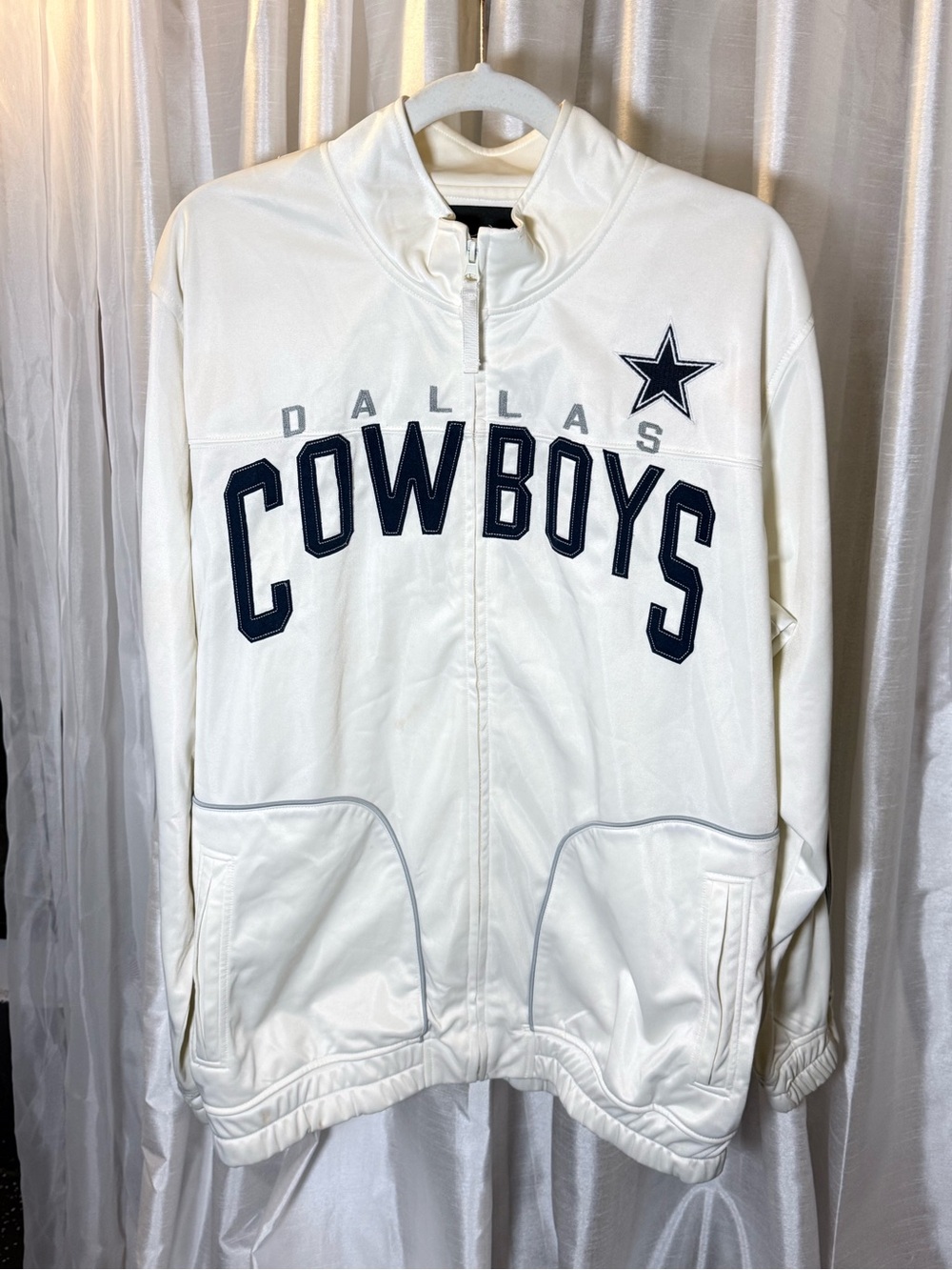 NFL White Jacket with Navy Logo Patch